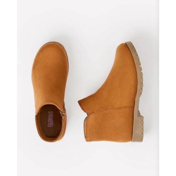 FabKids Brown Faux Suede Side Zip Ankle Booties - Size 3 - Picture 2 of 5